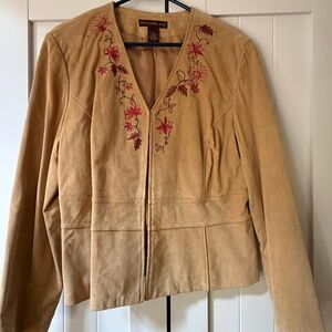 Bandolino Beige Floral Embroidered Blazer